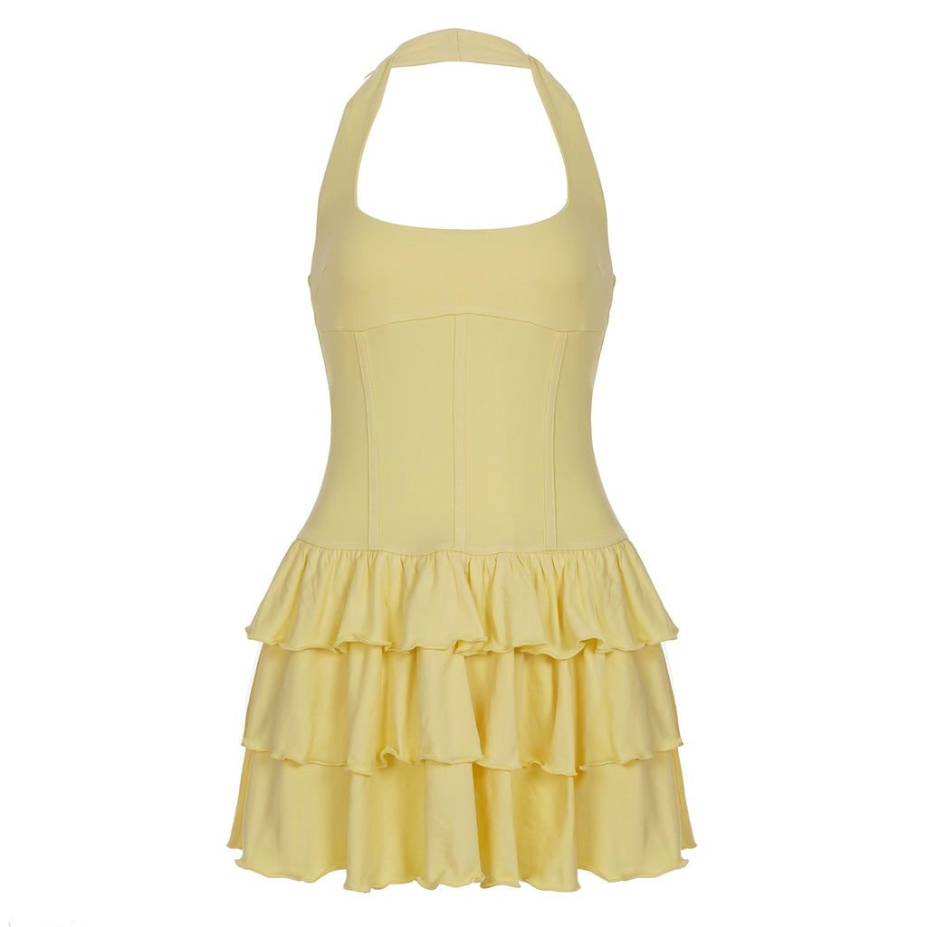 Draya Halter Mini Dress - Yellow [F0XVP18X]