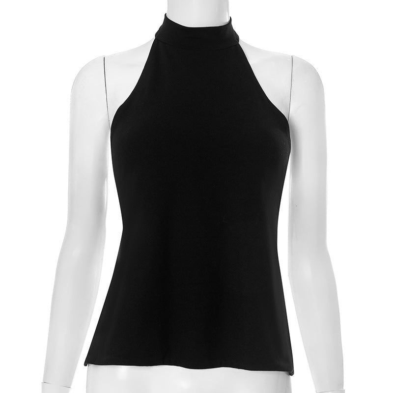 Gwyneth Backless Halter Top - Black [DLGUXZ61]