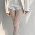 Kaleyah Sheer Lace Print Tights - Milky White [VIHJ7E08]