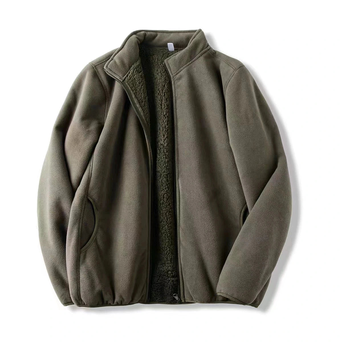 Zoee Plush Stand Collar Jacket - Dark Army Green [36C4RTH2]