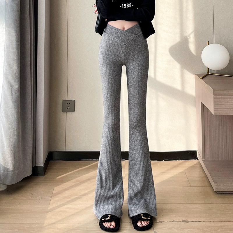Makeda Knitted Flare Pants - Grey [JQNDZ9IE]