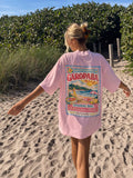 LaPose - Wren Oversized Vintage Graphic T-Shirt - Pink Color