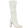 Emree Patent Block Heel Boots - White Patent Leather [AEFFSFE8]