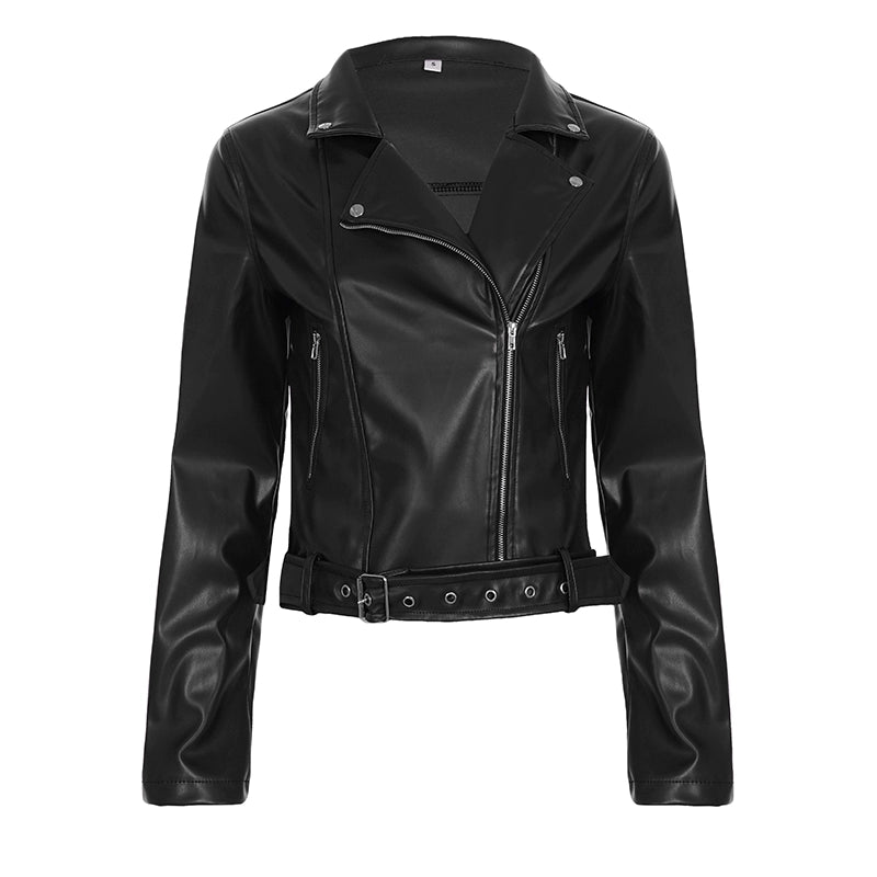 Lilyann Faux Leather Moto Jacket - Black [YRYJNNJO]