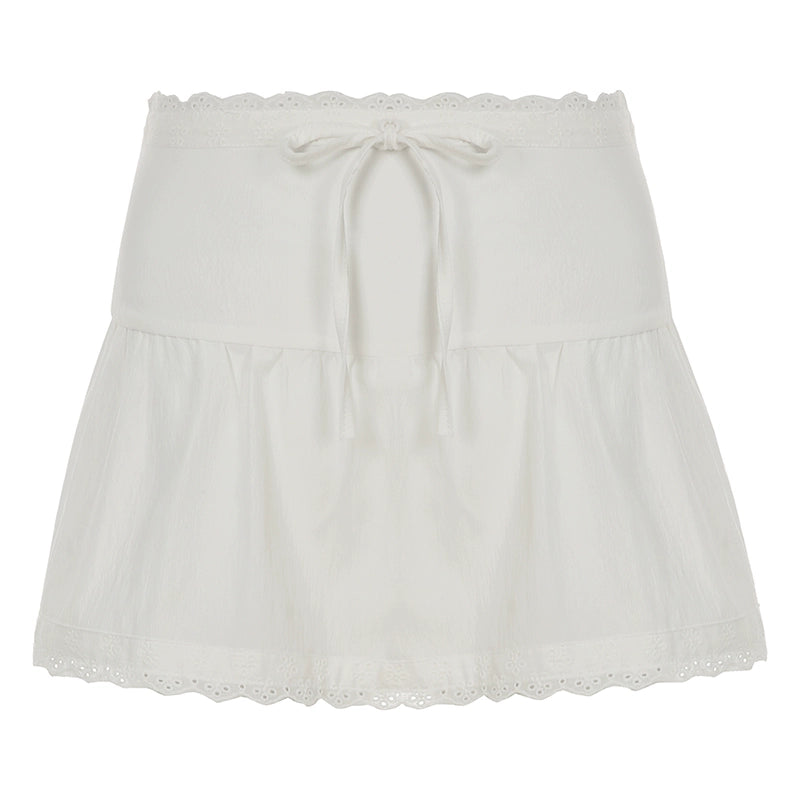 Jenesis Lace Bow Mini Skirt - White