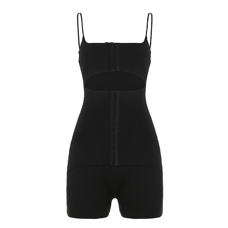 Cut-Out Corset Romper - Black [06GIT9ZH]