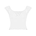 Alexis Ruffled Puff Sleeve Crop Top - White [GTLBNH25]