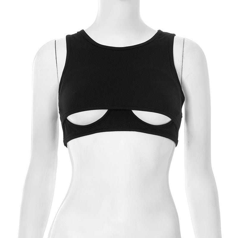 Damya Cut-Out Crop Top - Black [QV9Z3ILF]