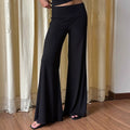 Delylah Low-Rise Wavy Flared Pants - Black [MQ8X5F9L]