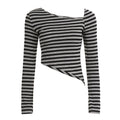 Tinleigh Striped One Shoulder Top - Grey [WDKRJ3XM]