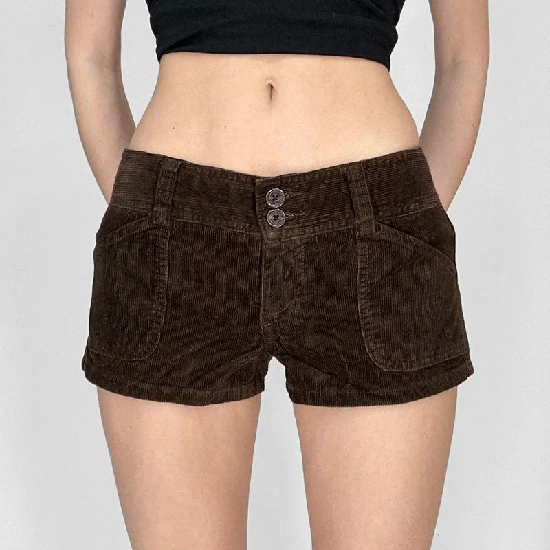 LaPose - Stori Corduroy Low Waist Shorts