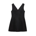 Aleen Ruched V-Neck Mini Dress - Black [5KHQ41U2]