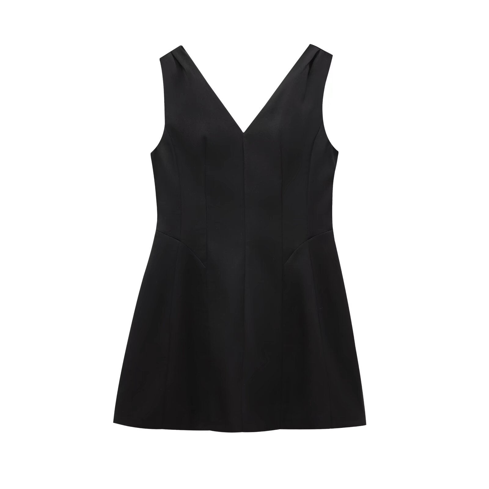 Aleen Ruched V-Neck Mini Dress - Black [5KHQ41U2]