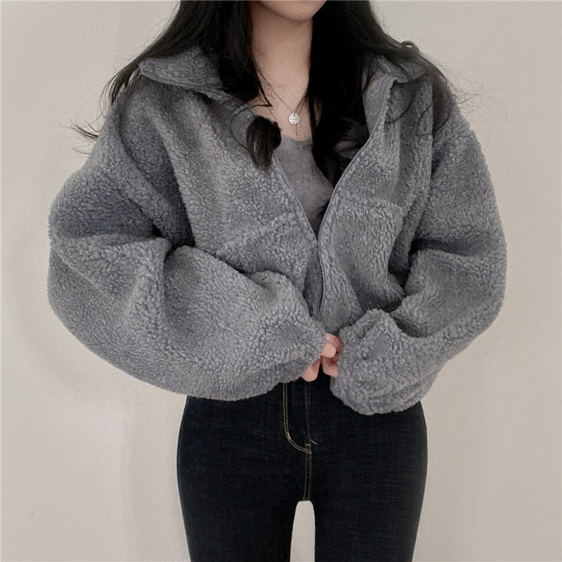 Akilah Cozy Stand Collar Cardigan - Gray [3W9OYXBG]