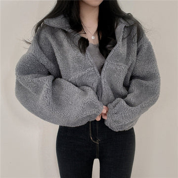 Akilah Cozy Stand Collar Cardigan - Gray [3W9OYXBG]