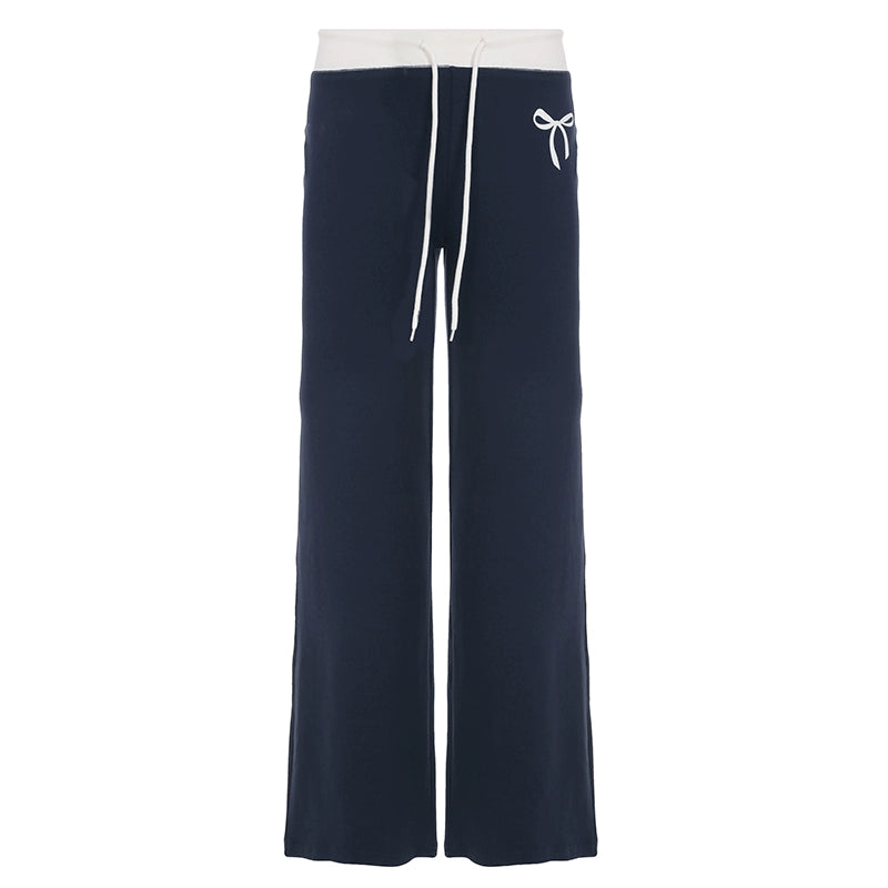 Graylynn Bow Print Knit Pants - Deep Blue [UR35FBBE]