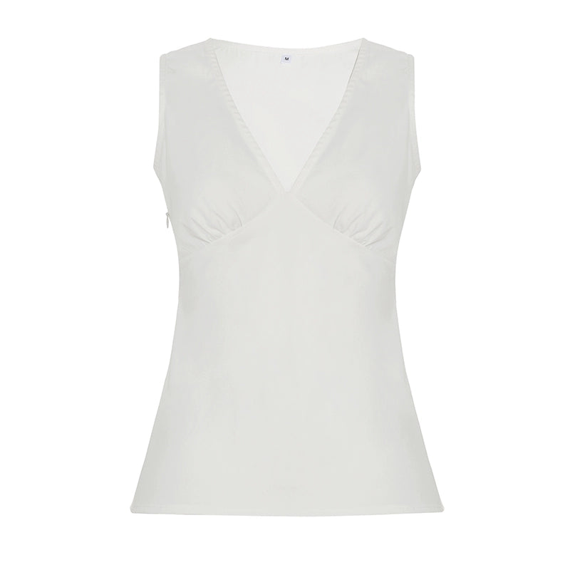 Mayleen Deep V Corset Top - White