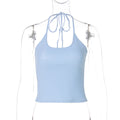Fatoumata Backless Halter Top - Blue [BK01E7WO]