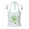 Adama Floral Lace-Up Crop Top - White [8DMWFG04]