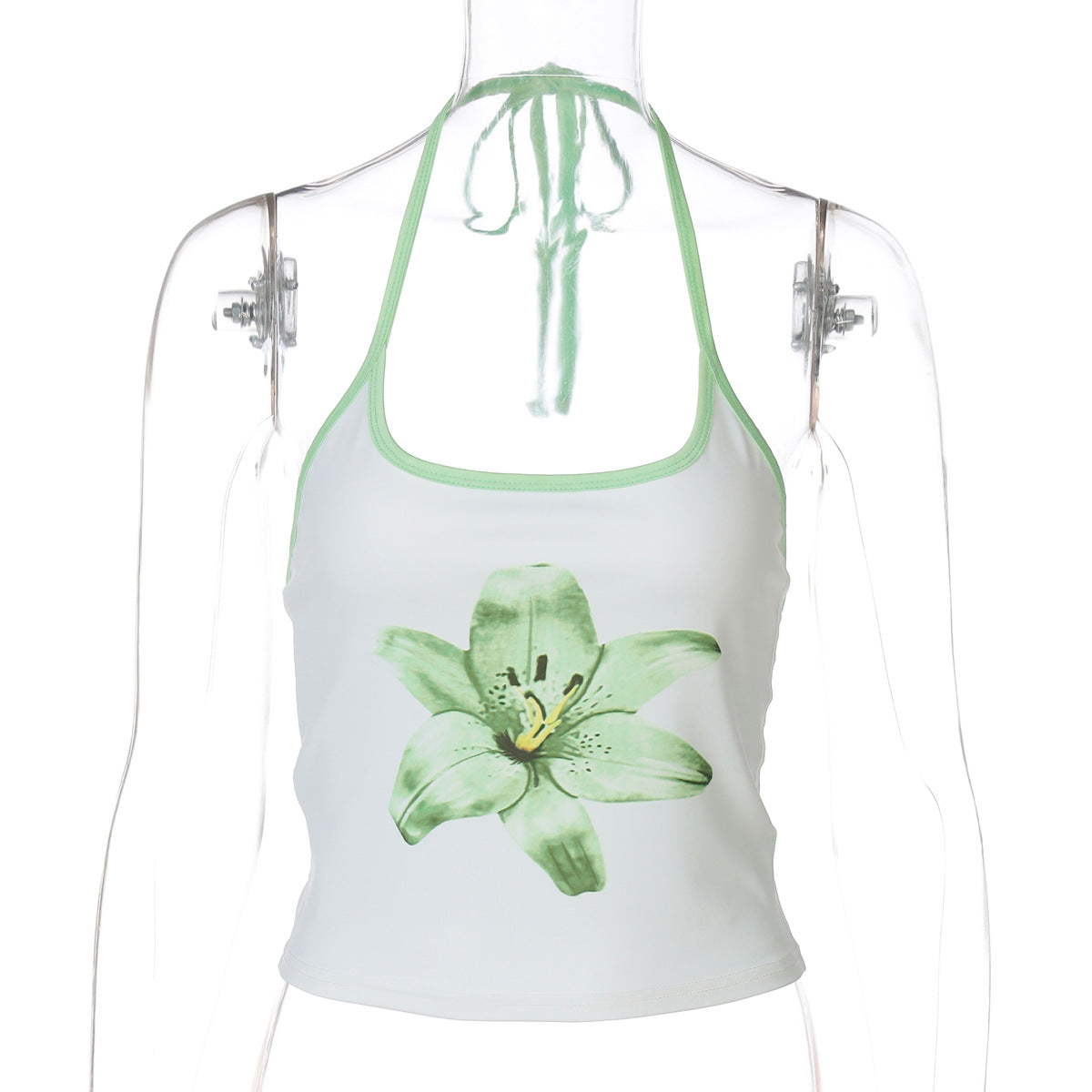 Adama Floral Lace-Up Crop Top - White [8DMWFG04]