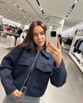Jesse Wool Zip Jacket - Navy Blue [E4FN6V55]