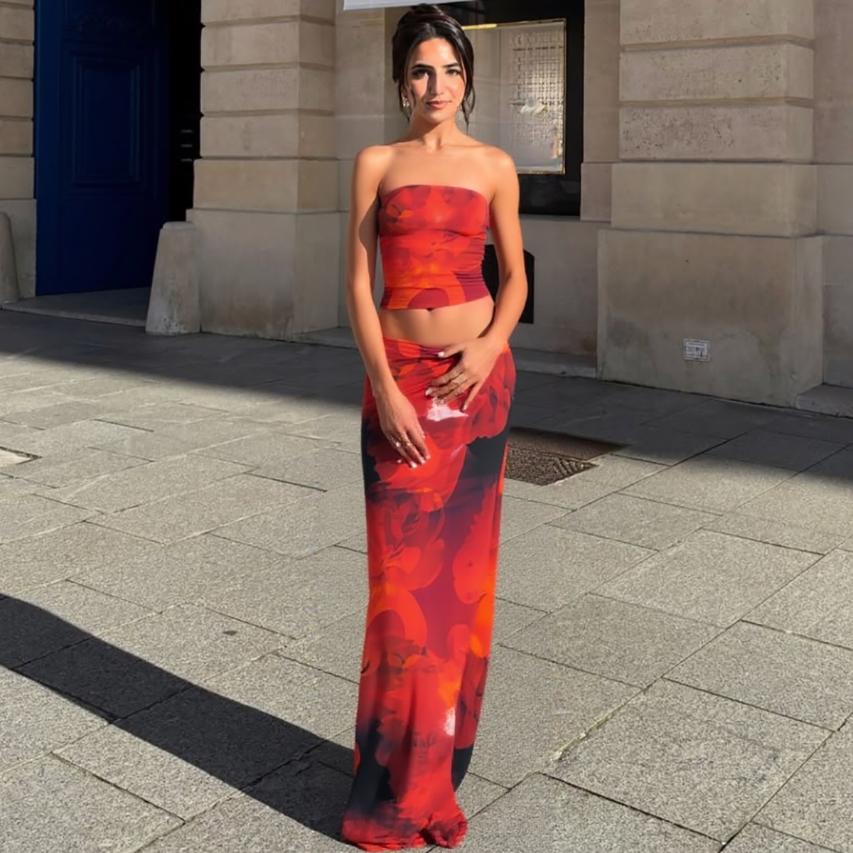 Avana Printed Maxi Skirt Set - Colorful