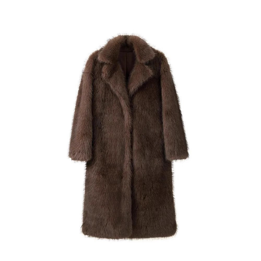 Lilly Fluffy Faux Fur Coat - Brown Extra Long Thickened [DP5VASVL]