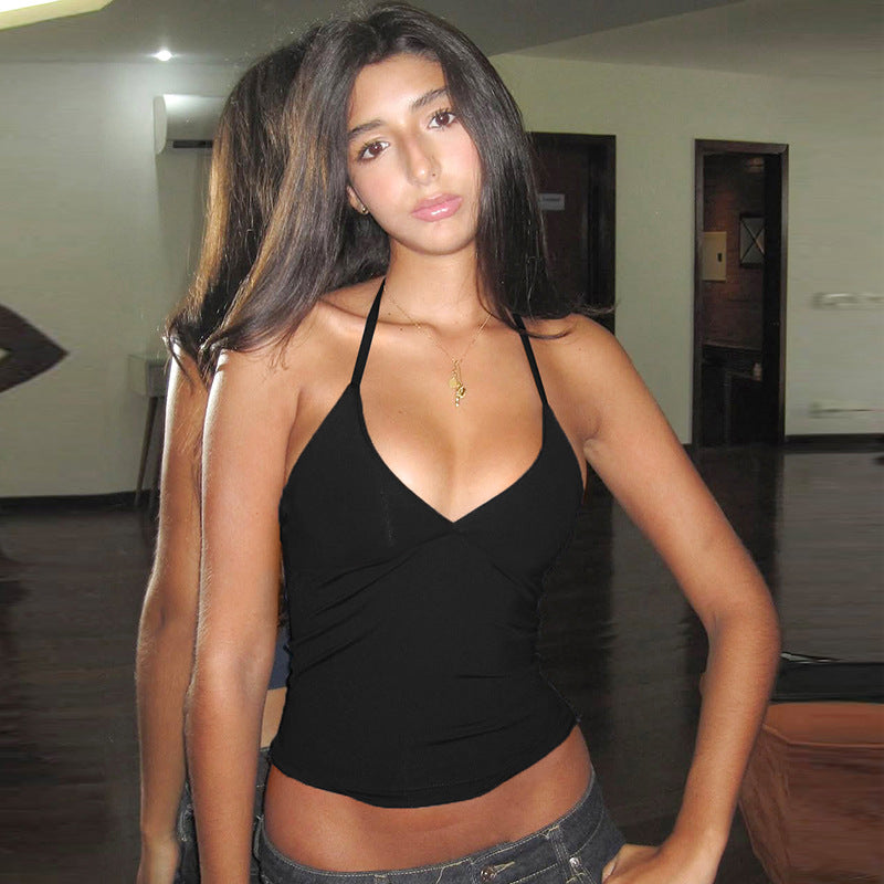 Sehaj Halter Lace-Up Crop Top - Black [1Q8FUYZ4]