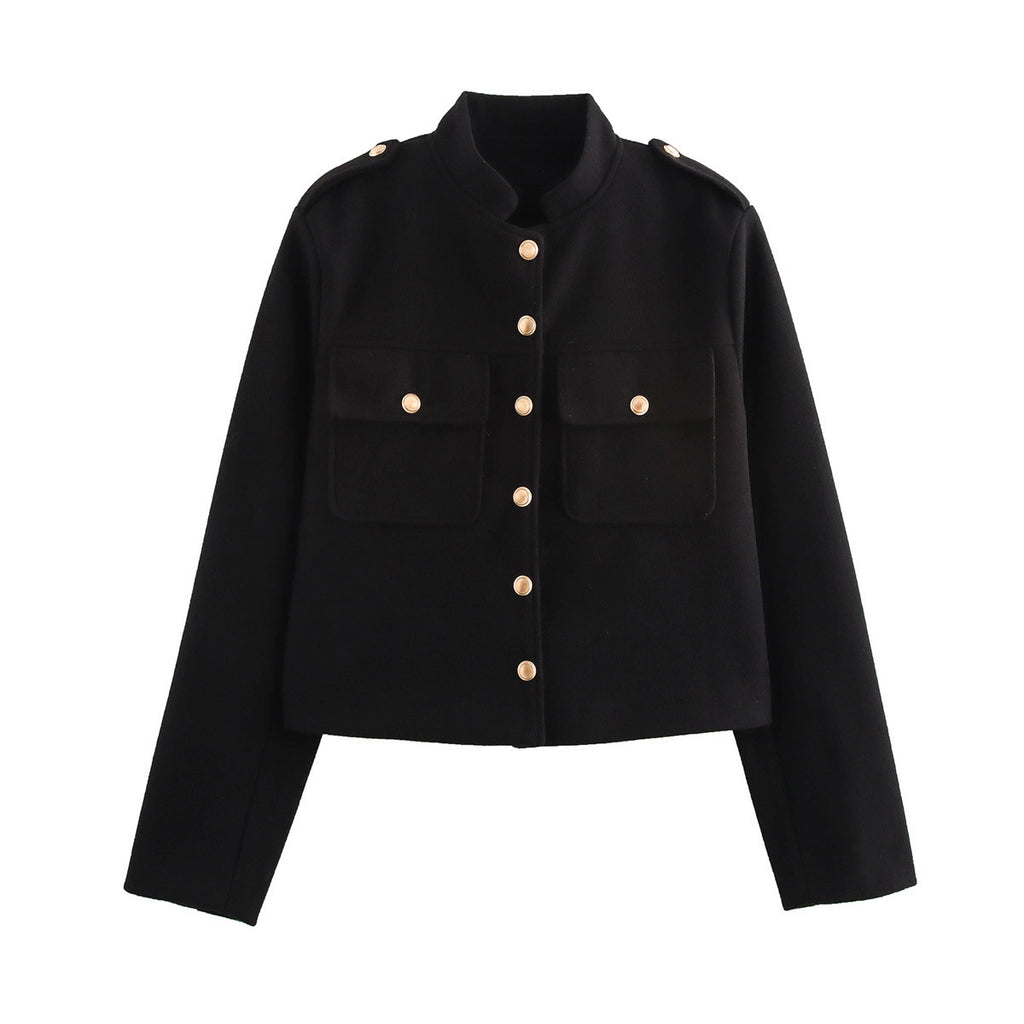 Lamar Cropped Stand Collar Jacket - Black [OI0MMDA9]