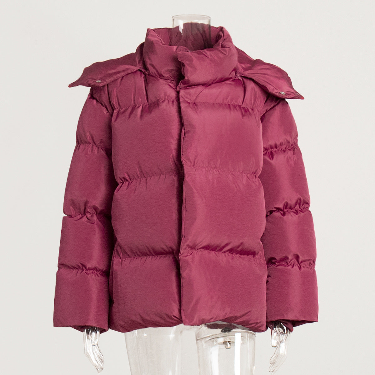 Lilyth Oversized Hooded Quilted Coat - Wine Red [1BWP98YT]