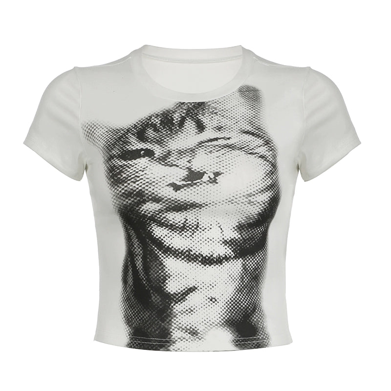 Laniya Graphic Cropped Tee - White [CJP1B03E]