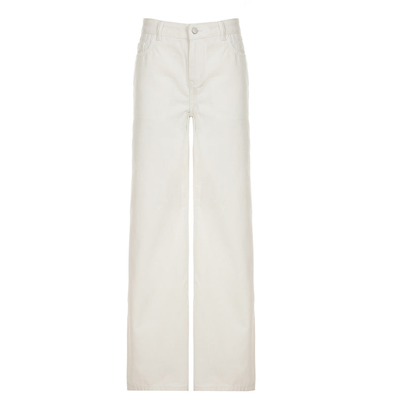 Ziah Low Waist Patchwork Wide-Leg Jeans - White [ERB0YM1F]