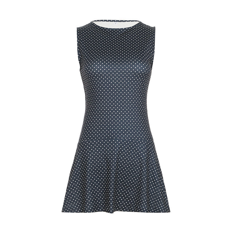 Polka Dot A-Line Mini Dress - Navy Blue [JLU9089T]