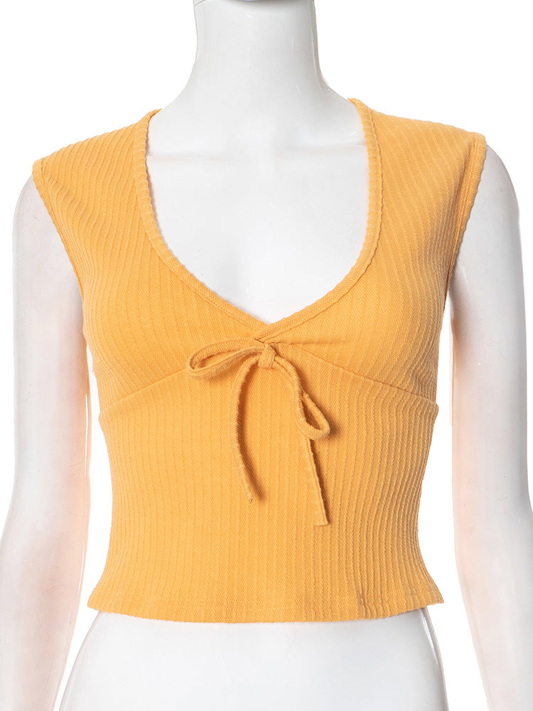 Jadyn Ribbed Scoop Neck Top - Yellow [7BOOXCJA]