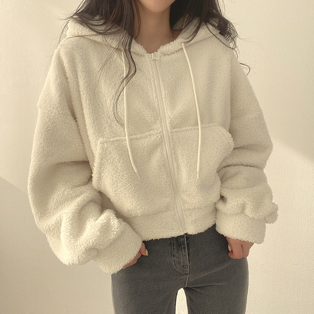 Kalli Plush Zip Hoodie - Apricot [BJMCJ5SN]