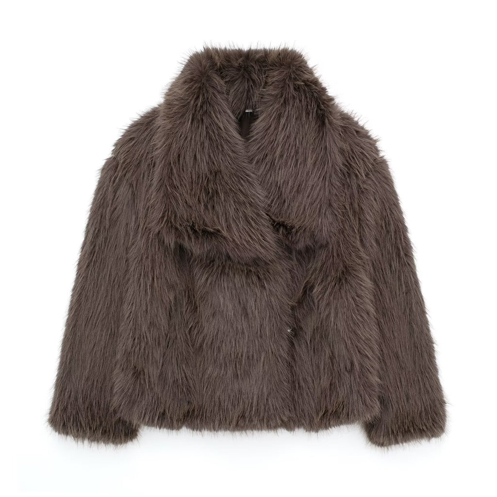 Nathalia Faux Fur Lapel Jacket - Chestnut [6SV6L8G3]
