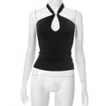 Sanya Metal Ring Halter Top - Black [RWS4TIWE]