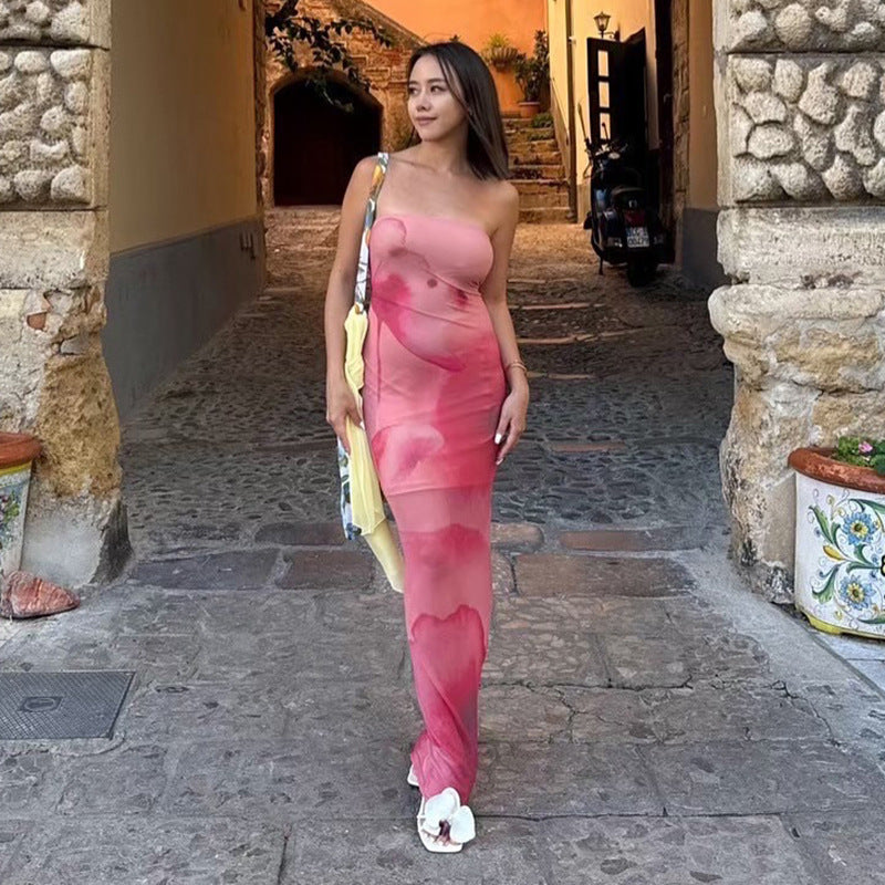 Evianna Strapless Printed Maxi Dress - Pink [VAJOIIDO]