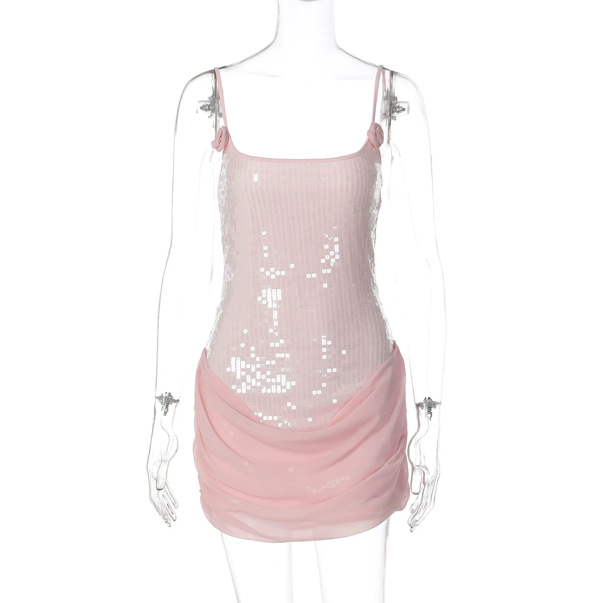 Sequin Floral Bodycon Mini Dress - Pink [6PCOUUPS]