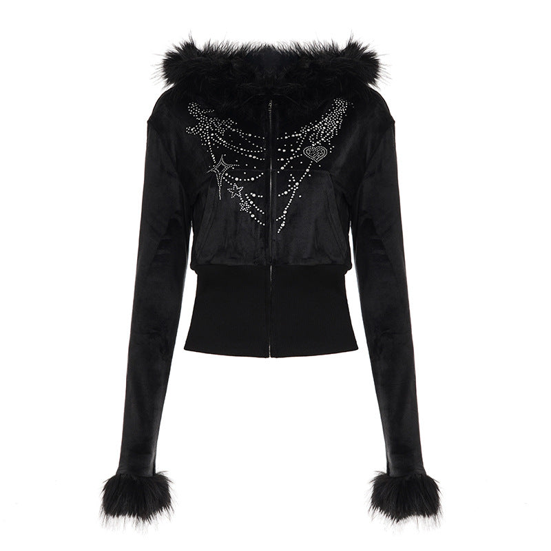 Hendrix Fluffy Rhinestone Lounge Set - Black Style 1 [DA1BRM2U]