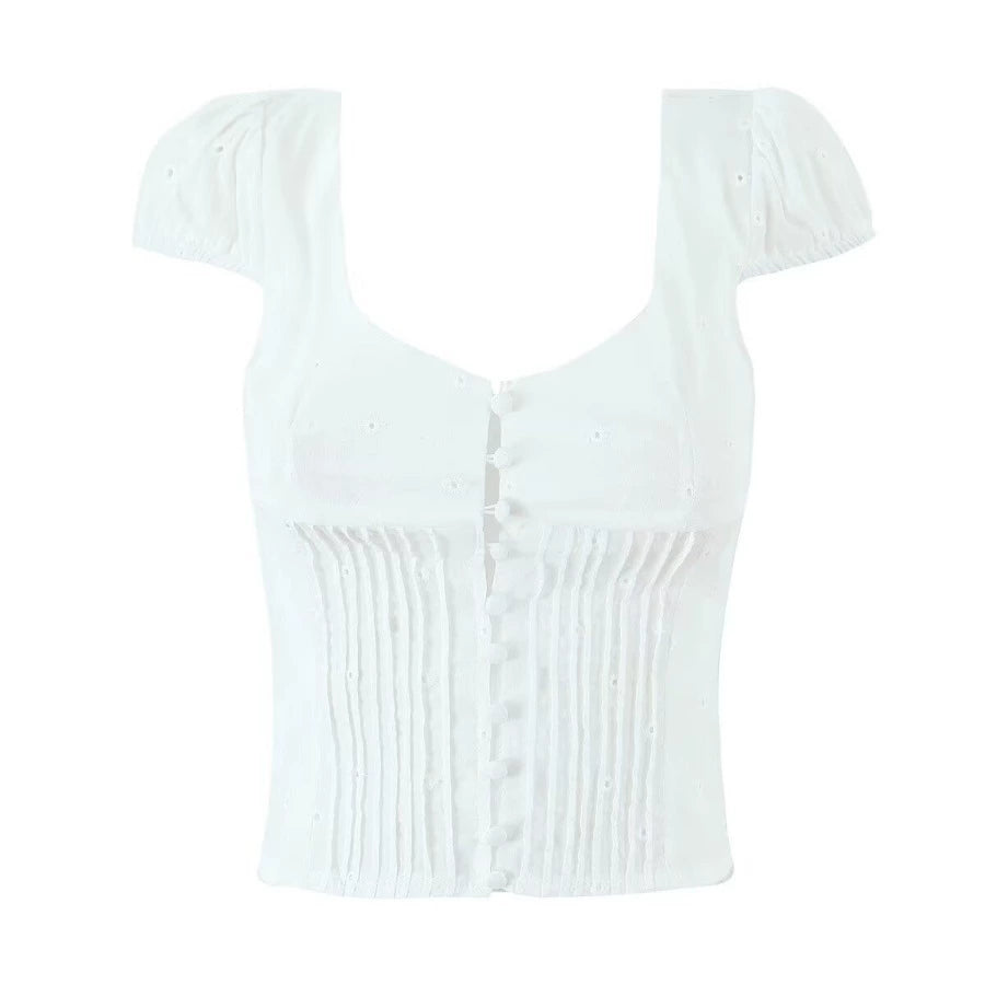 Saray Embroidered Cutout Skirt Set - White Top [XG8JVT9O]