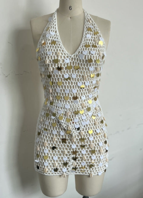 Alinah Shell Halter Skirt Set - Shell Embellished Skirt Set [OVIRU6GZ]