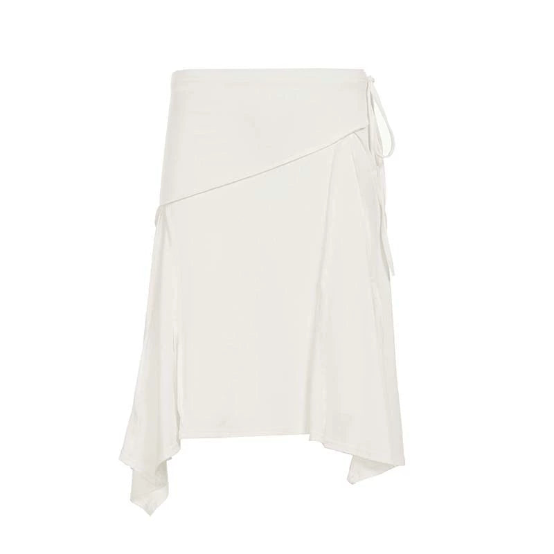 Tristan White Asymmetric Maxi Skirt - White [K8JEC0EG]