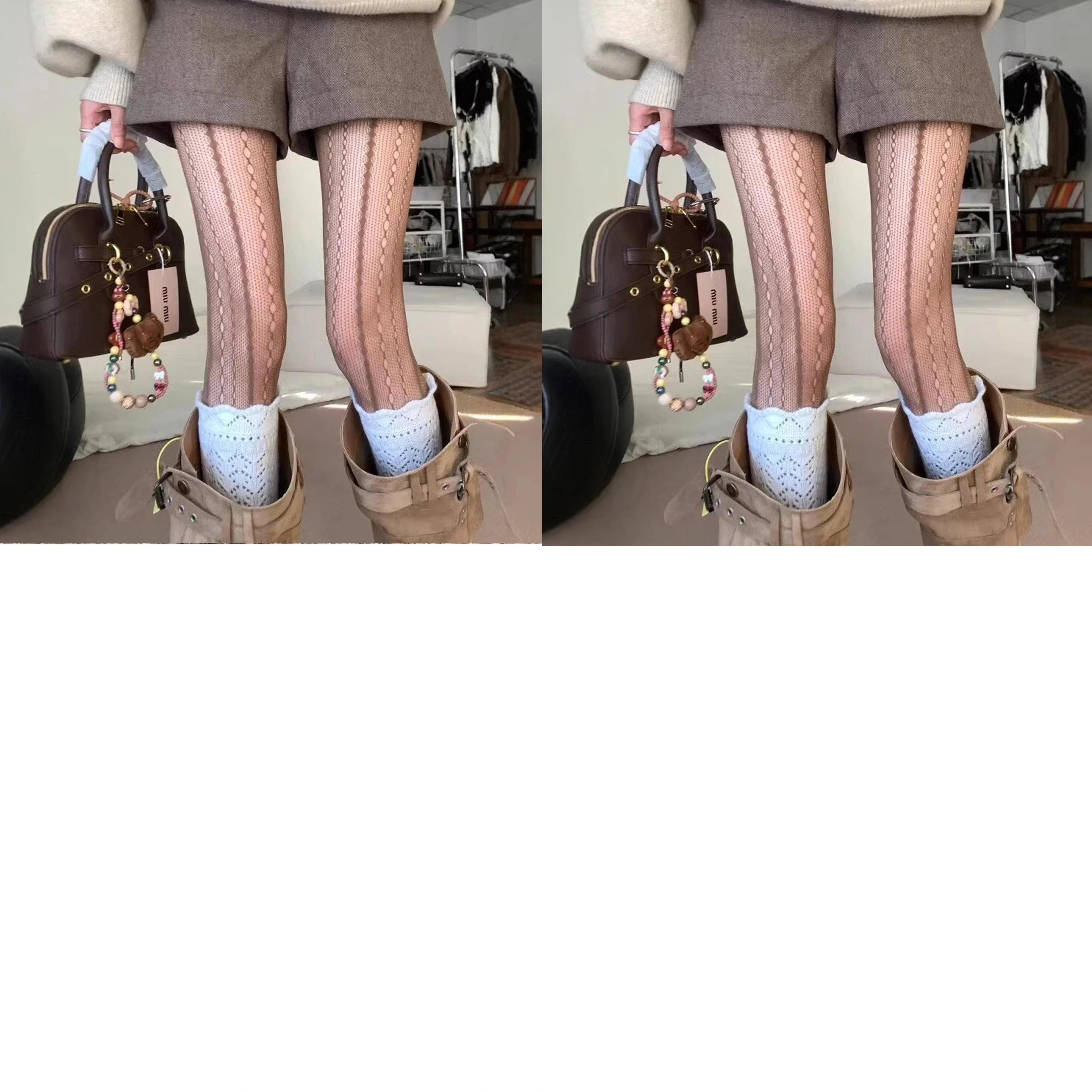 Rylan Chain Pattern Stocking Set - Coffee Sheer Stockings (Two-Pack) [GLOJW36U]
