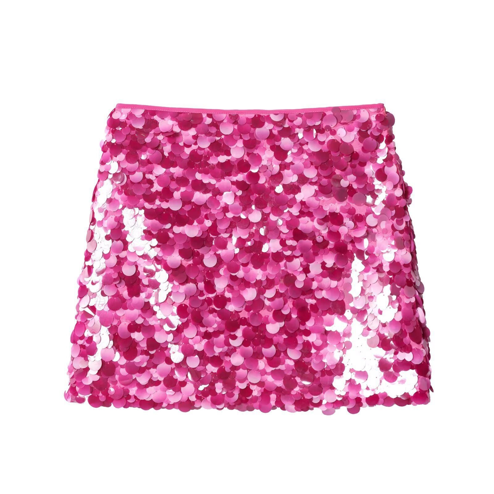 Kathia Sequin Denim Mini Skirt - Rose Pink Sequin [BP5WSX09]