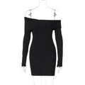 Marina One Shoulder Knit Mini Dress - Black [BYFQ2KT3]