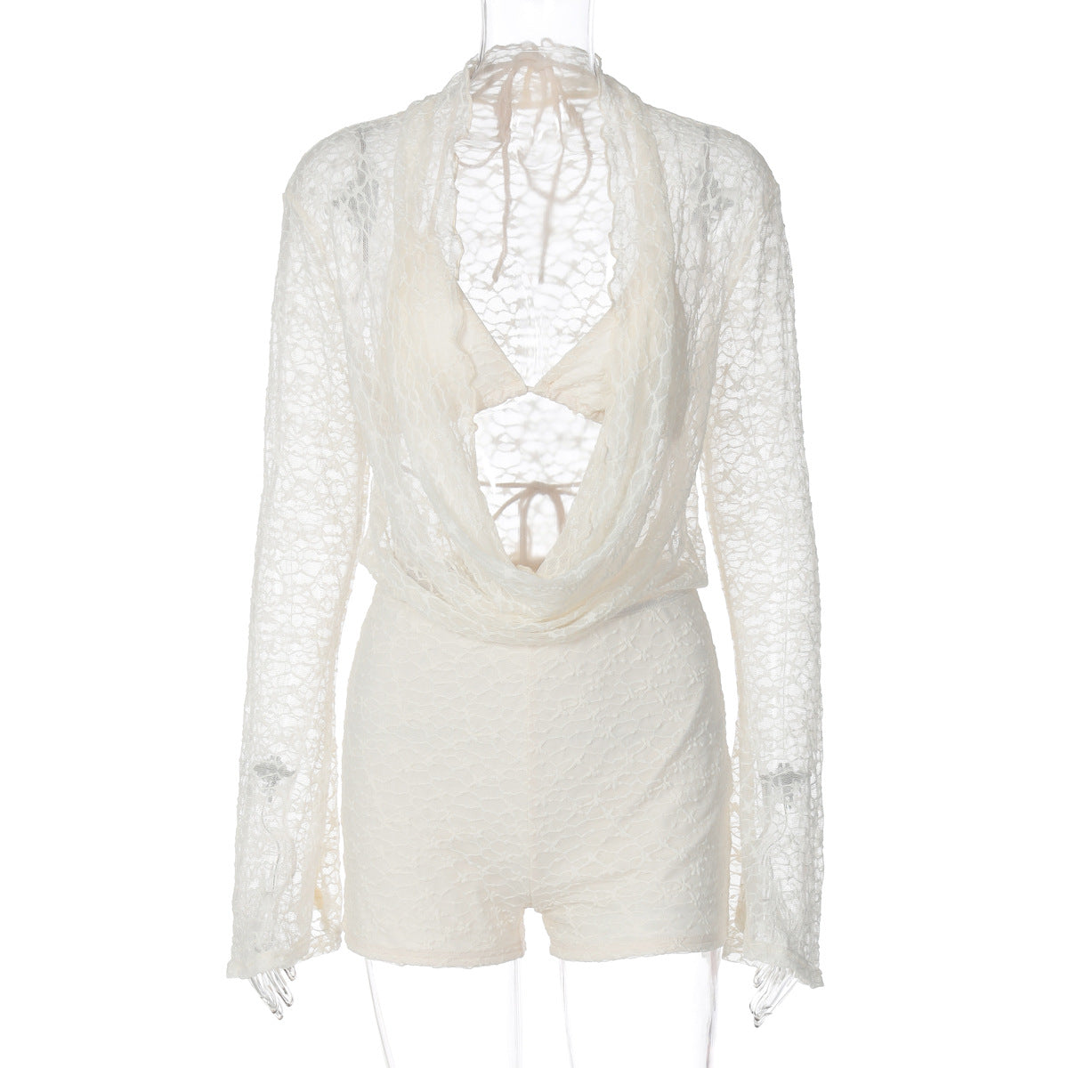 Cattleya Lace Cut-Out Short Set - Apricot [31UZCWP7]