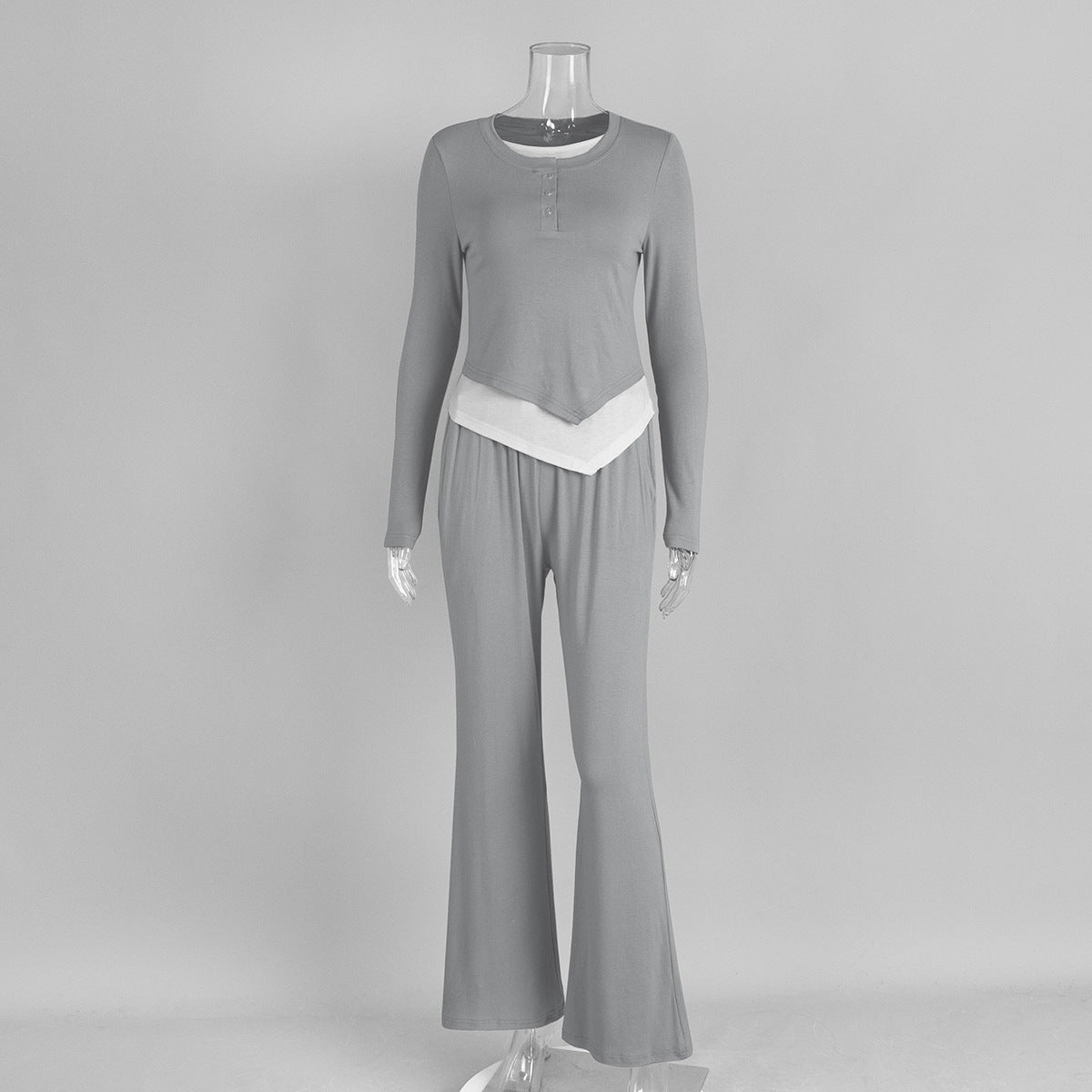 Ivey Patchwork Lounge Pant Set - Grey [U4X1PK5J]