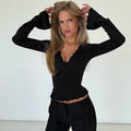 Tiara Lace Flared Sleeve Top - Black [T15MY2Z8]