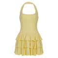 Aziya Halter Tiered Mini Dress - Yellow [70C9ODBB]